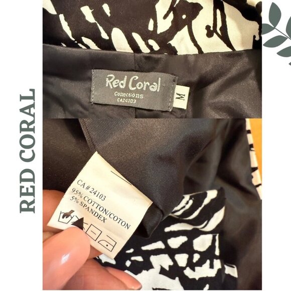 Red Coral Abstract Zip Front Jacket | Longline Lightweight Layer Size Medium - Picture 7 of 7